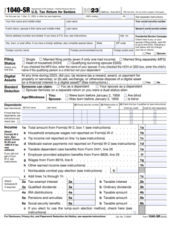 1040SR Fillable Form For 2023 Get IRS Form 1040 SR 2023 Printable