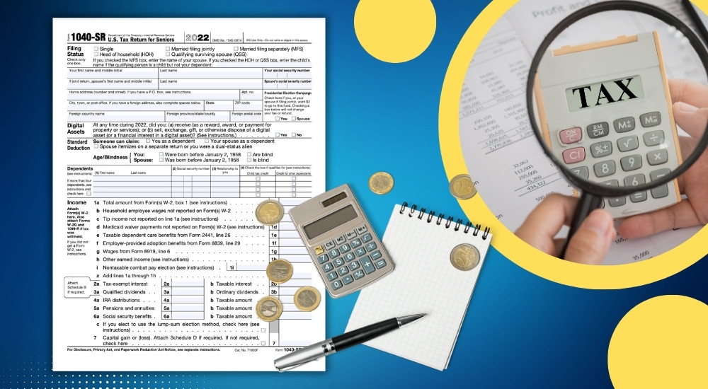 An image of the blank 1040-SR tax return for for 2022